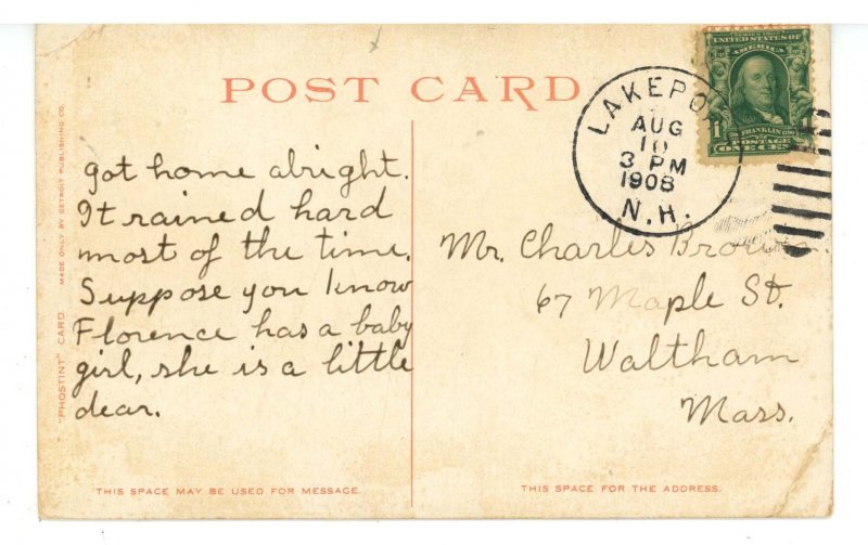 NH - Laconia. Pleasant & Main Streets © 1908