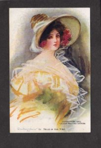 Pretty Lady Hat Lillian Woolsey Hunter Artist Signed Belle of West Postcard UDB