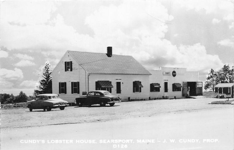 F21/ Searsport Maine RPPC Postcard c1950s Cundy's Lobster House Pound