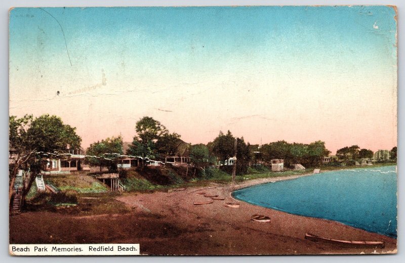 1917 Beach Park Memories Redfield Beach Connecticut CT Boats Posted Postcard