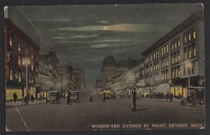 Michigan DETROIT View of Woodward Avenue by Night pm1913 ~ DB