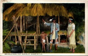 Postcard FL St. Augustine Seminole Room, Fort Marion Native Americana C.1920 L4