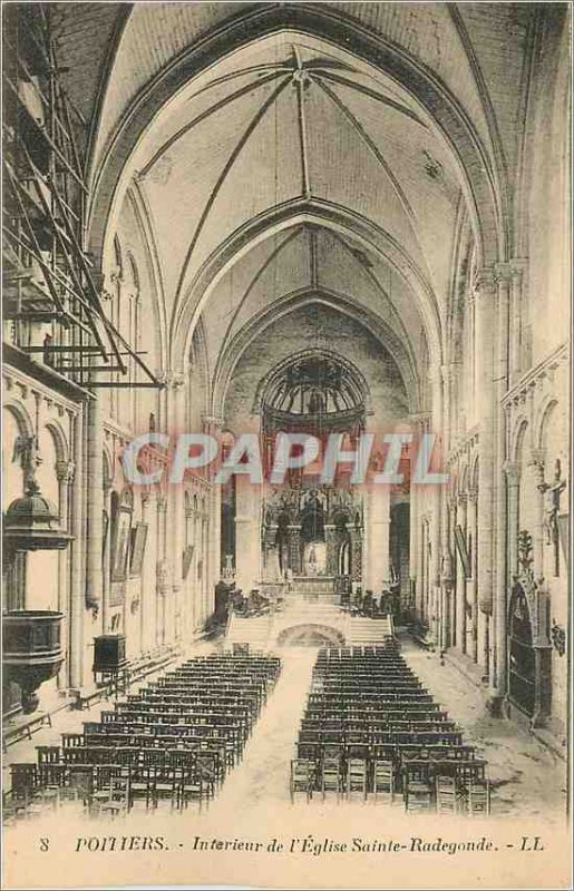 Old Postcard Poitiers Interior of the Church of Sainte Radegonde