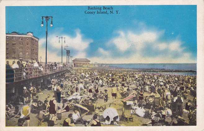 Bathing Beach at Coney Island NY, New York - Linen