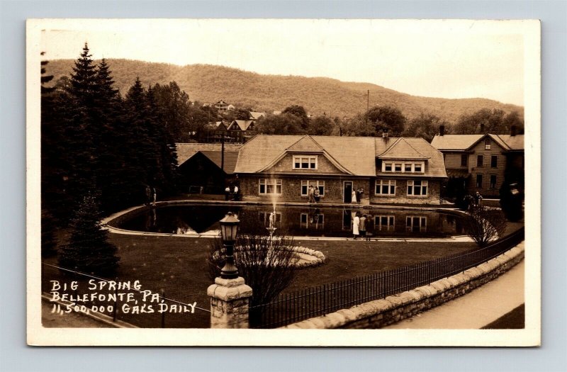 Postcard PA Bellefonte Pennsylvania Big Spring 11 Million Gallons Daily RPPC T20