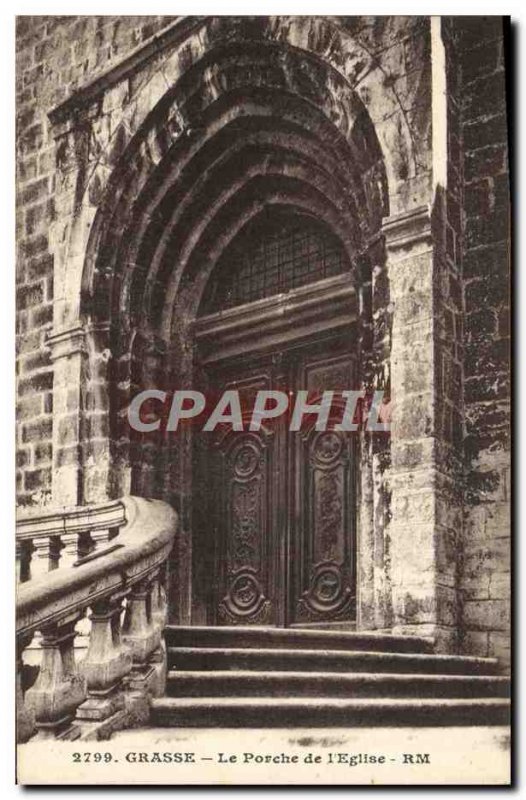 Old Postcard Grasse From Porch & # 39Eglise