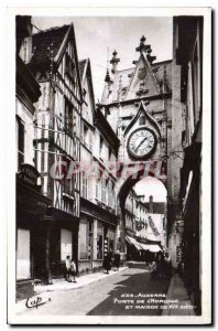 Postcard Auxerre Old Gate Clock and XV century house