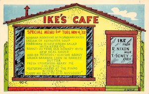 Political Comic  Ike's Café Menu View Postcard Backing 