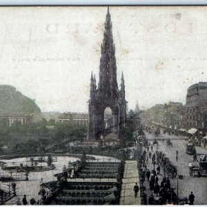 c1910s Edinburgh Scotland Scotts Monument Downtown Street Litho Photo PC UK A60