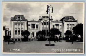 Sao Paulo Brazil Postcard Business School c1920's Antique Unposted RPPC Photo