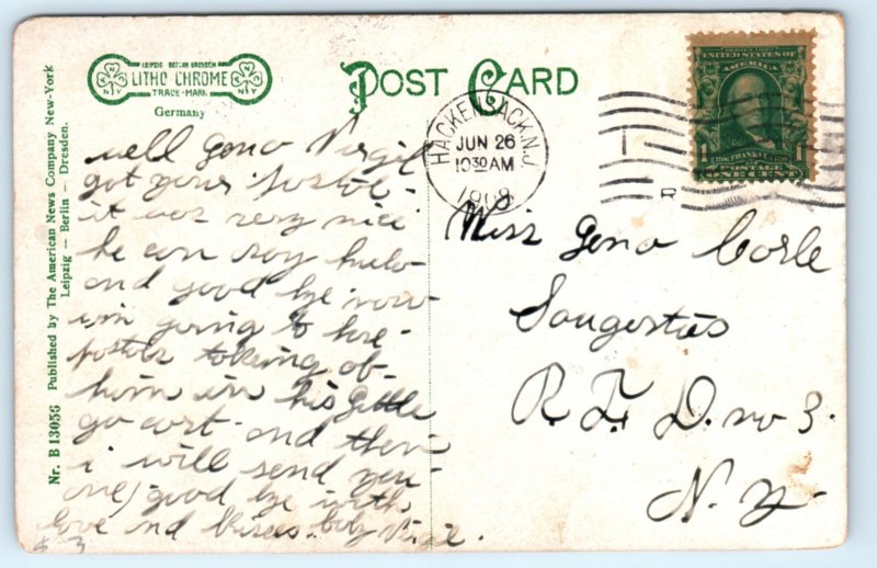 Hackensack NJ State Clay Street Postcard New Jersey