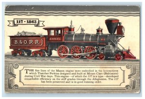 Baltimore & Ohio Railroad Centenary Pageant 117 Locomotive Train Postcard 