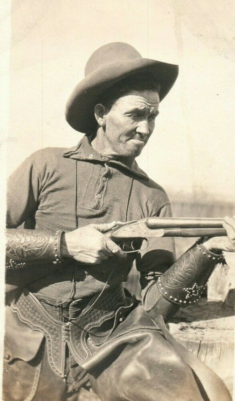 C.1910 RPPC Bill Robinson Dressed As Cowboy Chaps Shotgun Postcard P165