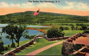 New York Fort Ticonderoga Flag Bastion Curteich