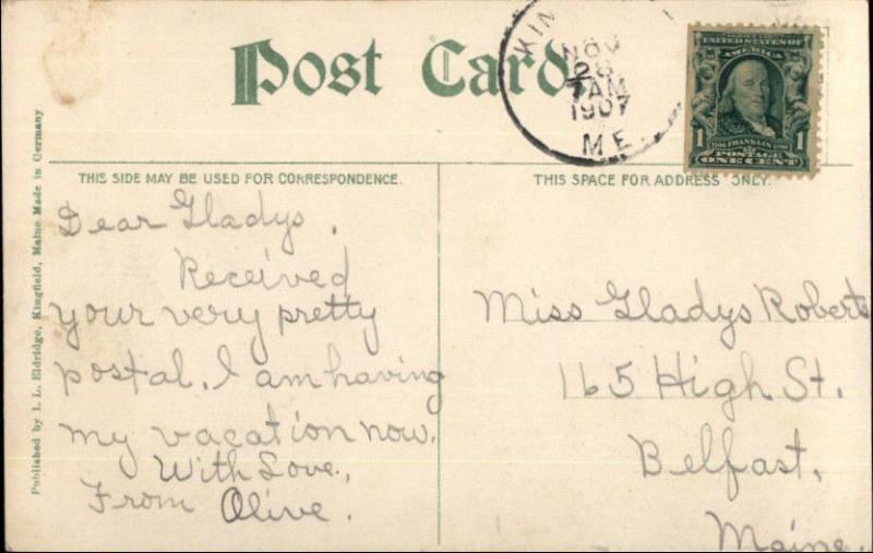 Kingfield ME Birdseye View c1910 Postcard 