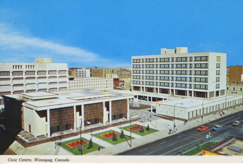 Winnipeg Manitoba MB Civic Centre Complex Stadium Old Cars Vintage Postcard D17