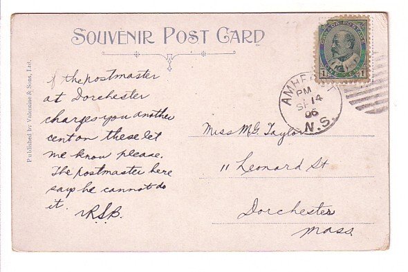 Lion, Sebastopol Monument,  Halifax, Nova Scotia, Used 1906 Cork Cancel