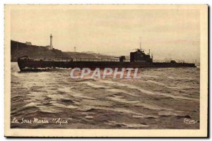Postcard Old Boat Submarine Ajax