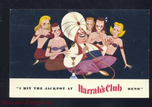 RENO NEVADA HARRAH'S CLUB CASINO VINTAGE ADVERTISING POSTCARD JEANIE GIRLS