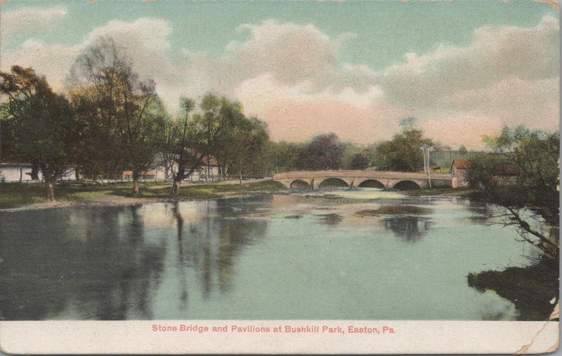 Postcard Stone Bridge and Pavillions Bushkill Park Easton PA