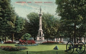 Vintage Postcard 1909 Soldiers' Monument Lawrence Massachusetts MA Mason Bros.