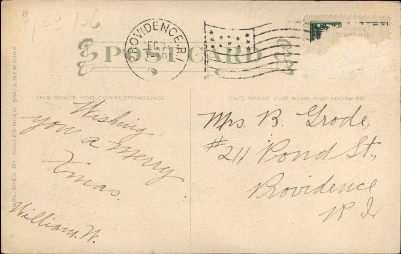 Christmas Chubby Little Dutch Boy Ringing Bells c1910 Vintage Postcard