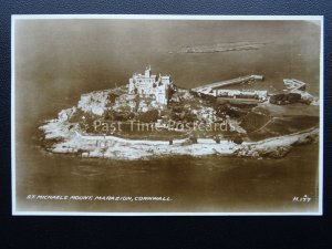 Cornwall ST MICHAEL'S MOUNT From The Air c1938 Postcard by Valentine H177