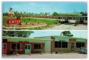 1965 Charlie's Restaurant & Motel Orange Park Florida FL Rocky Mount NC Postcard