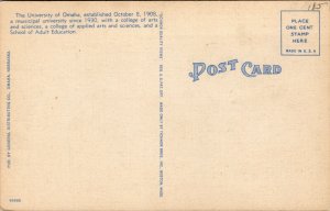 Vtg 1930's Omaha University Omaha Nebraska NB Linen Postcard