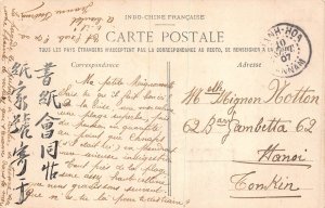 L042 Vietnam 1907 Annam Than-Hoa Sam-son fishermen pagode vintage postcard