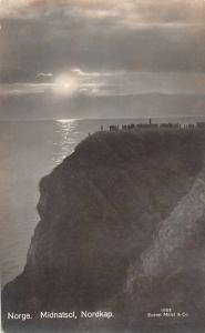 Nordkap Norge Norway Midnatsol Real Photo Antique Postcard J63458