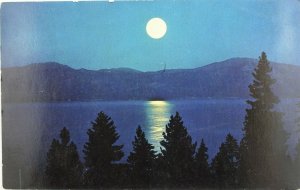 Moonlight on Lake Tahoe, California-Nevada Vintage Postcard P96