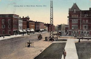 Ravenna Ohio Looking East On Main Street Antique Postcard K93158