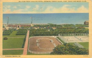 Virginia Beach VA View from Cavalier Hotel Pony Track, Tennis 1945 Postcard Used