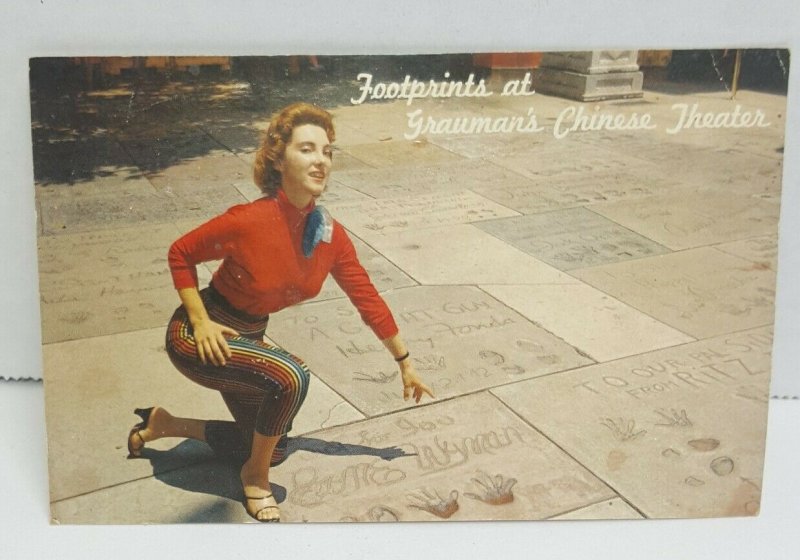 Grauman's Chinese Theatre Hollywood California Footprints Vintage Postcard 