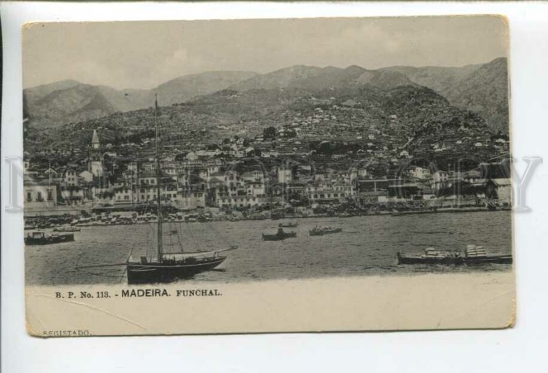 432724 Portugal Madeira Funchal view ships Vintage postcard