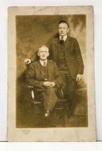 RPPC Connellsville Pa Red Star Studio Gentlemen Portrait Real Photo Postcard F18