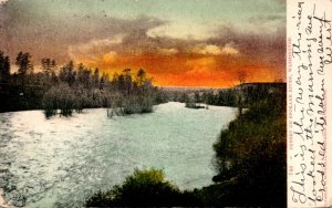 Washington Spokane River Beautiful Sunset 1909