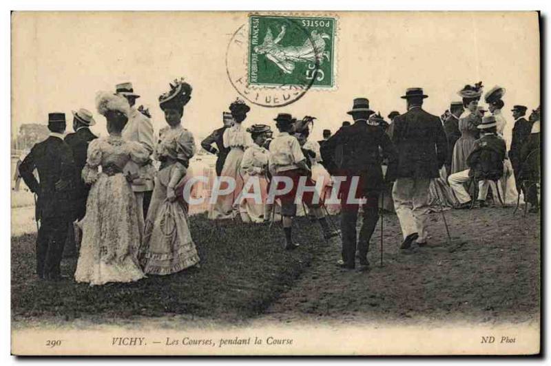 Old Postcard Horse Riding Equestrian Vichy races during the race