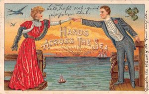 Romance Greetings Hands Across the Sea Vintage Postcard AA55709