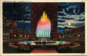 Vtg Atlantic City New Jersey NJ Fountain of Light 1930s Linen Postcard