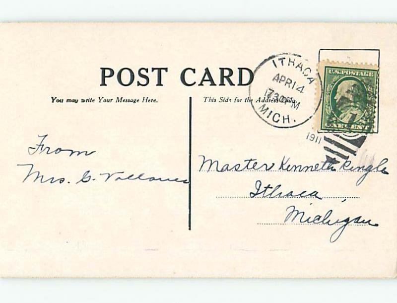 Divided-Back easter BUNNY RABBITS BY NEST FILLED WITH EGGS r3223