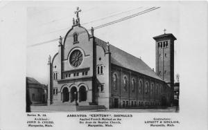 Marquette MI~Ste Jean de Baptise Church~Chubb Architect~Asbestos Shingles~RPPC