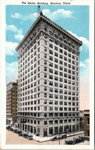 Postcard Texas Houston The Carter Building Old Cars 1920s S51