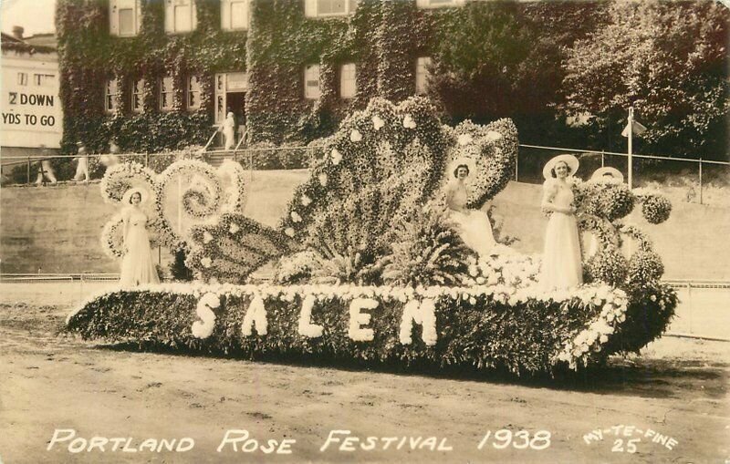 Salem Oregon Parade Float  Rose Festival 1938 RPPC Photo Postcard 21-7368