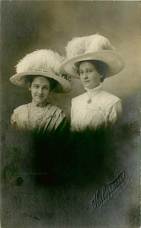 Big Hat Woman Fashion Minneapolis Minnesota C-1910 RPPC Photo Postcard 8639 