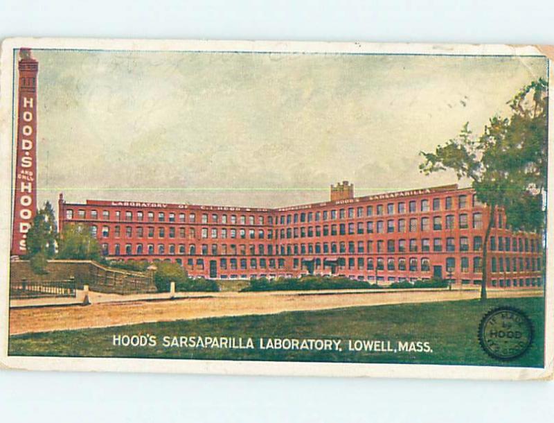 Pre-1907 Postcard Ad HOOD'S SARSAPARILLA DRINK FACTORY Lowell MA A0298