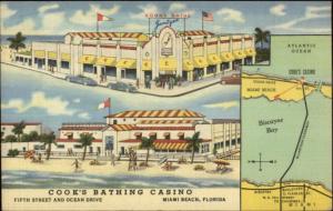 Miami FL Cook's Bathing Casino NICE LINEN Postcard