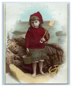 1880s Victorian Scrap Idanha Mineral Water Utah Child At Beach #L