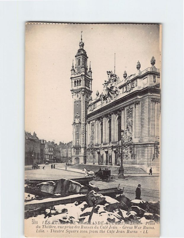 Postcard Theatre Square seen from the Cafe Jean Ruins, Great War Ruins, France